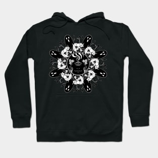 Fall, Creepy cute ghost - Black and White - Sunweaver Hoodie